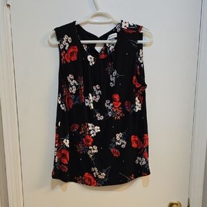 Calvin Klein Black Floral Sleeveless Blouse